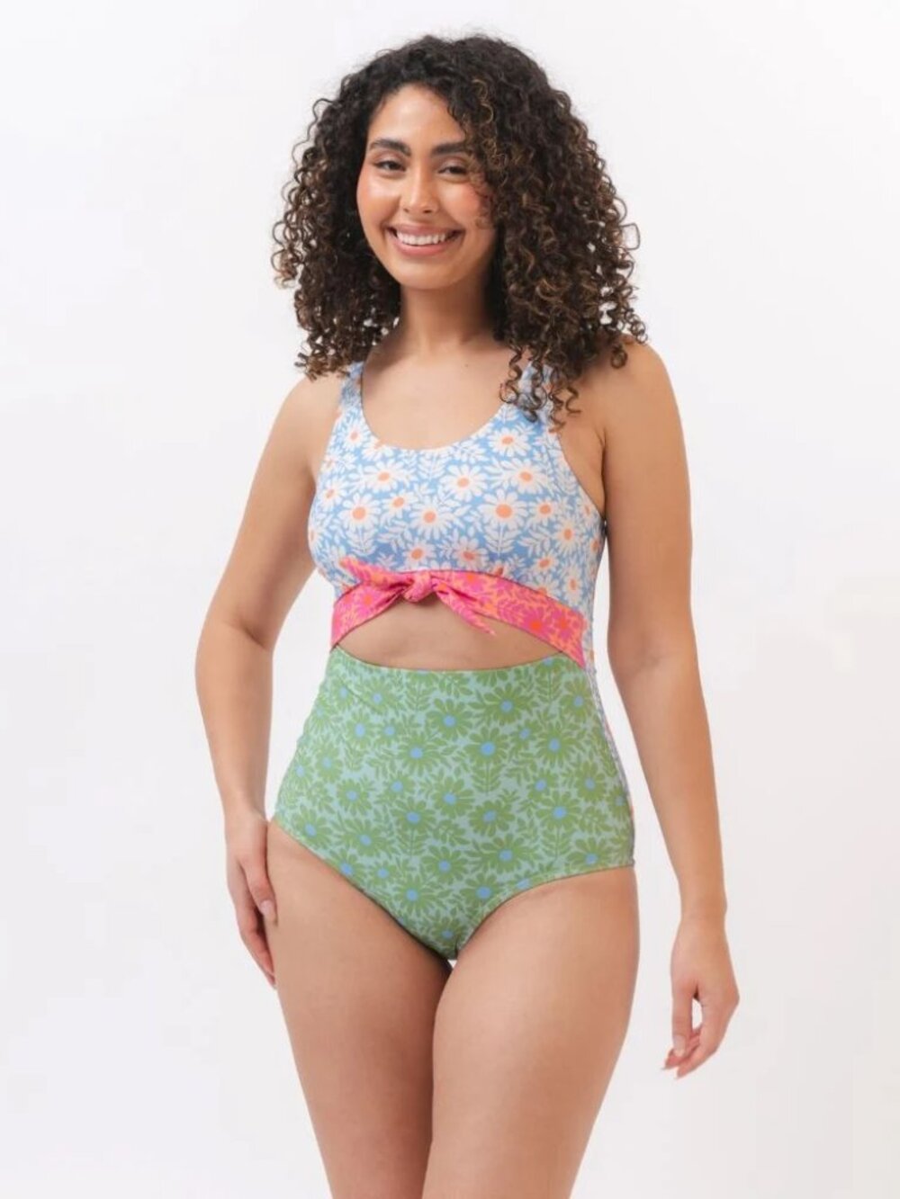 Lime Ricki Brand Size Small Daisy Patch Knotted One-Piece Swimsuit